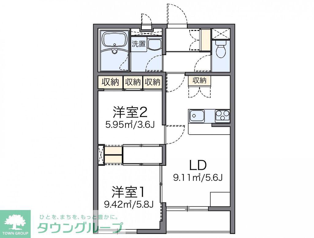 レオパレス大楽寺(2DK/1階)の間取り写真