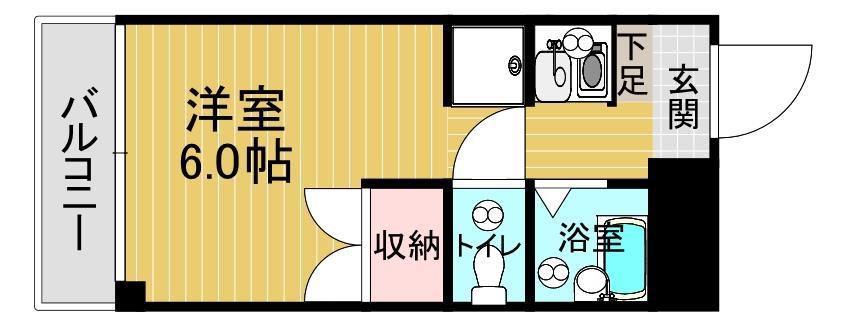 グランディール門田屋敷(ワンルーム/2階)の間取り写真