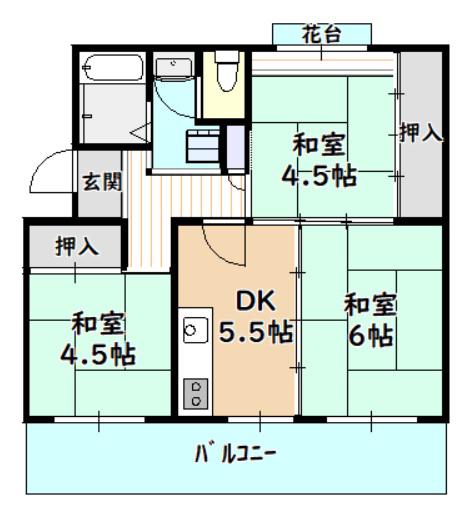 UR泉南尾崎(3DK/2階)の間取り写真