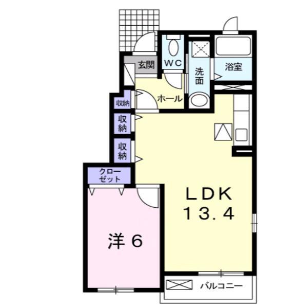 エターナルⅡ(1LDK/1階)の間取り写真