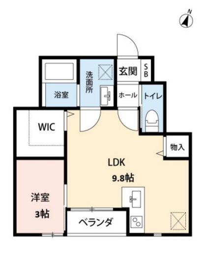 エスリーB棟(1LDK/1階)の間取り写真