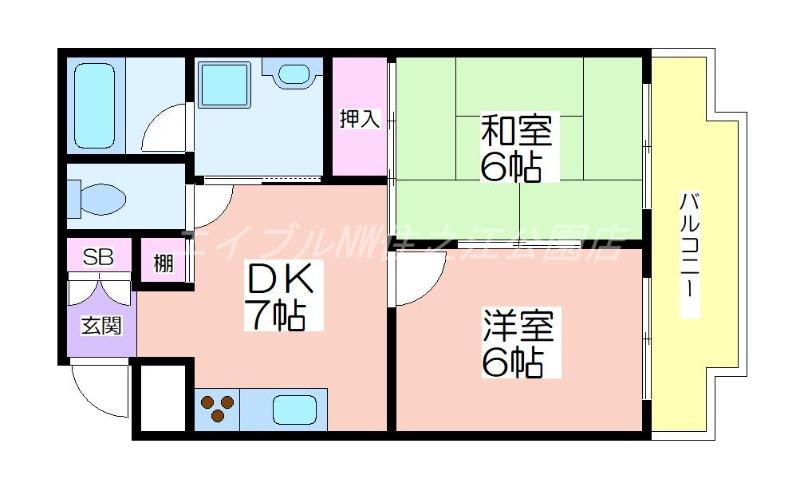 ラフィネシエル(2DK/1階)の間取り写真