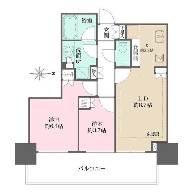 大崎ステーションレジデンス(2LDK/18階)の間取り写真