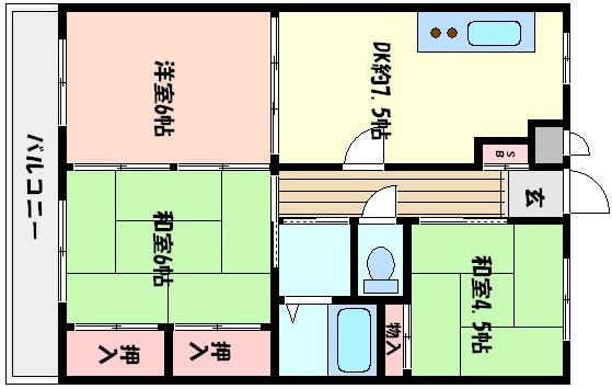 フェリース本庄(3DK/4階)の間取り写真
