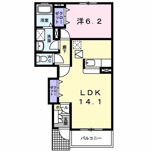ベル・ル・ジャルダン Ⅱ(1LDK/1階)の間取り写真
