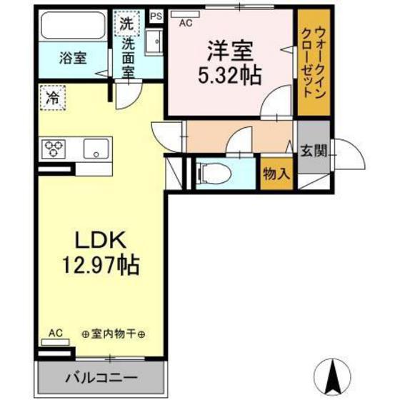 カサソレイユ(1LDK/3階)の間取り写真