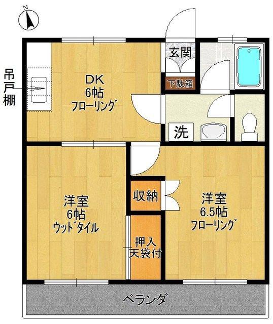 アーバンテラスサニー(2DK/2階)の間取り写真
