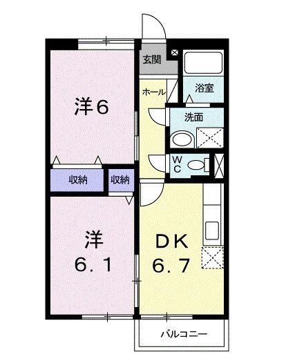 ルミエール小島A(2DK/2階)の間取り写真