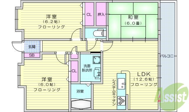 エレット長町(3LDK/11階)の間取り写真