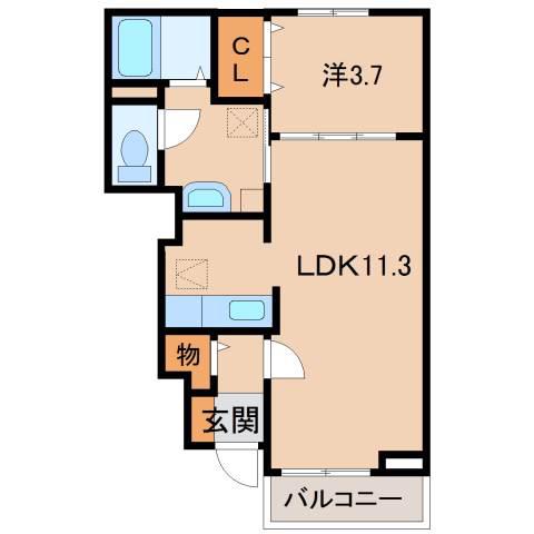 プリムローズ I(1LDK/1階)の間取り写真