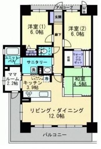 アルファスマート倉敷羽島(3LDK/5階)の間取り写真