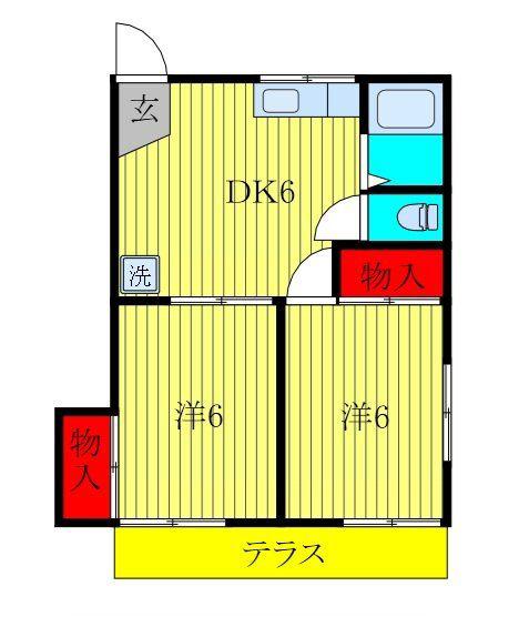 グリーンヒル(2DK/1階)の間取り写真
