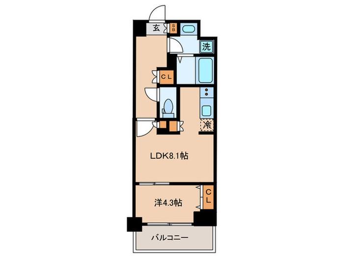 MYRIA RESIDENCE OOKAYAMA(1LDK/2階)の間取り写真