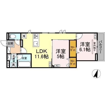 セレスティア扇VII205(2LDK/2階)の間取り写真
