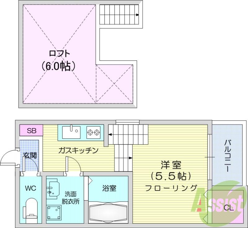ハーモニーテラス小田原Ⅱ(1K/1階)の間取り写真