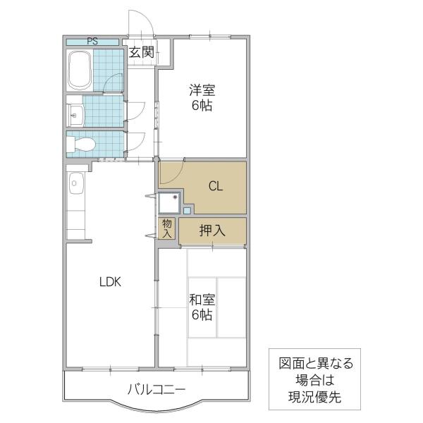 フィオーレ A(2LDK/2階)の間取り写真