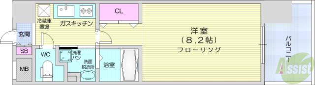 シエナ仙台Ⅲ(1K/6階)の間取り写真