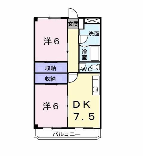 コーポ蘭(2DK/2階)の間取り写真