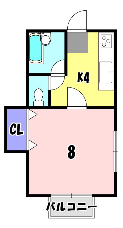 川田町アパート(1K/1階)の間取り写真