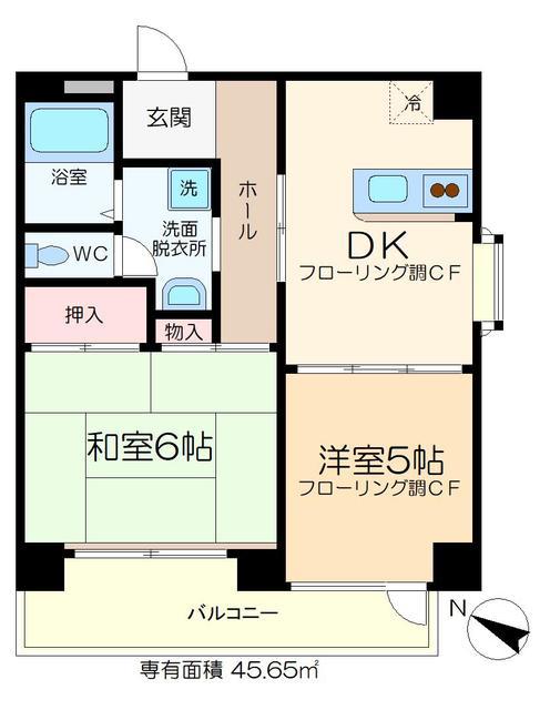 ツインズ木場(2DK/6階)の間取り写真