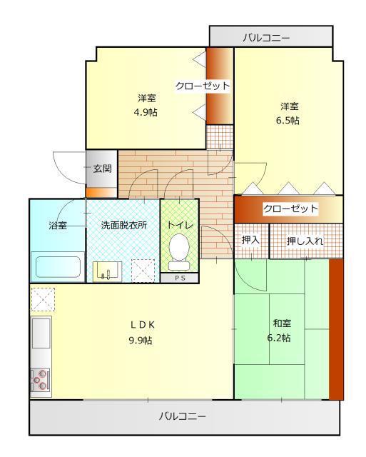 ルネス辻田マンション(3LDK/1階)の間取り写真