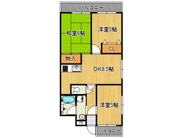 泉マンション(3DK/4階)の間取り写真