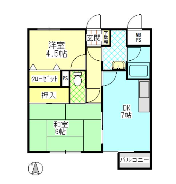 ライオンズマンション高田(2DK/9階)の間取り写真