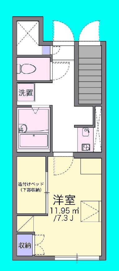 ひまわりII(1K/1階)の間取り写真