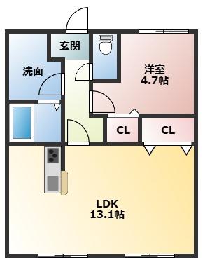 エクシブIII(1LDK/1階)の間取り写真