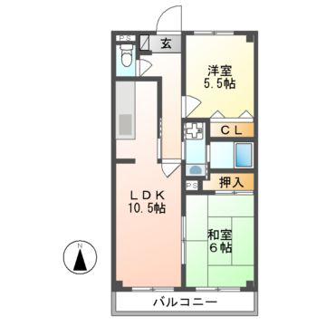 スタンドアップ野々上(2LDK/4階)の間取り写真