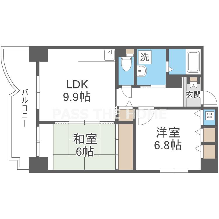 エスパシオ21(2LDK/9階)の間取り写真