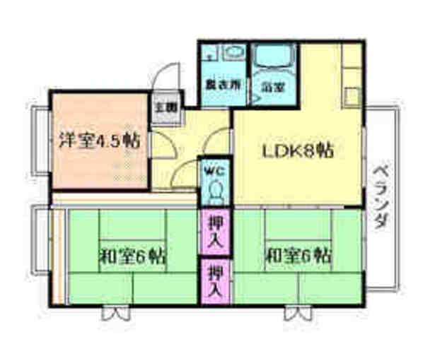 松葉コート(3LDK/2階)の間取り写真