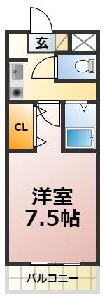 A・CITY 鶴城(1K/2階)の間取り写真