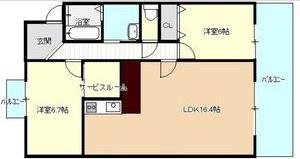 第二稲熊ビル(2SLDK/2階)の間取り写真