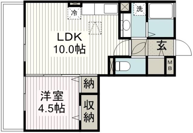 カルチェ B(1LDK/3階)の間取り写真