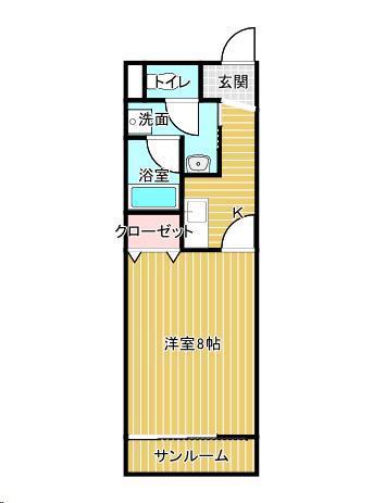 クレールV(1K/2階)の間取り写真