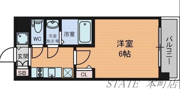 ドルチェヴィータ北浜(1K/9階)の間取り写真
