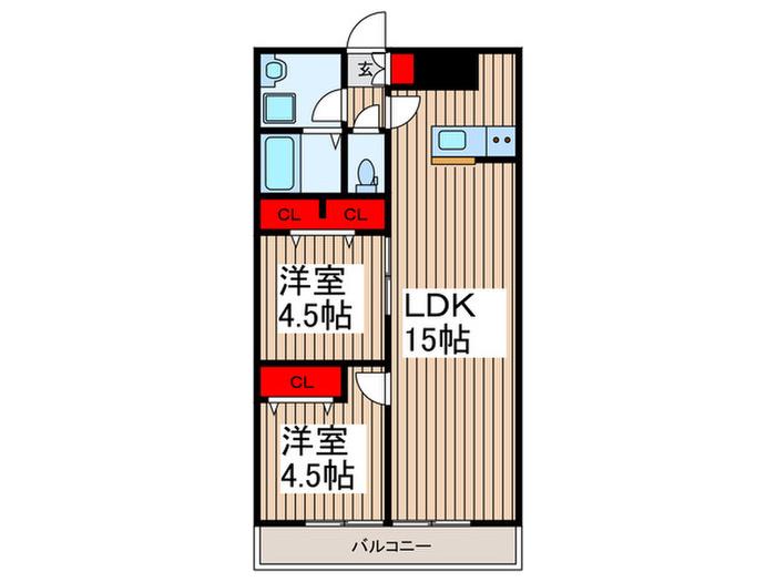 リーブルファイン朝霞幸町(2LDK/3階)の間取り写真