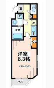 HILLS新小岩(1K/4階)の間取り写真