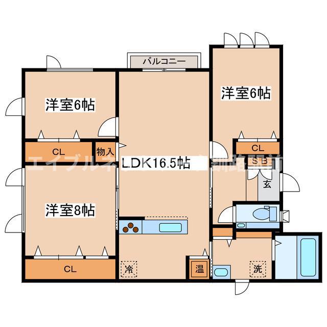 セルシオ共栄館(3LDK/1階)の間取り写真