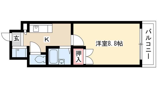 KII-OKASAN B(1K/4階)の間取り写真