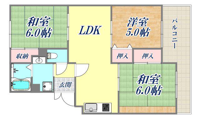サニ-ハイツ高台A棟(3LDK/3階)の間取り写真