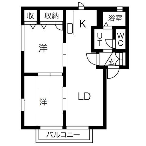 パークサイドウエノ B(2LDK/2階)の間取り写真