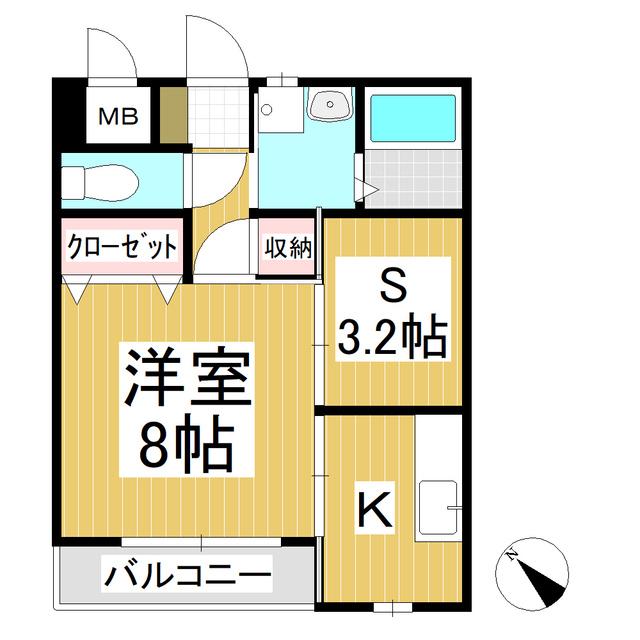 FLORA BONHEUR(1SK/2階)の間取り写真
