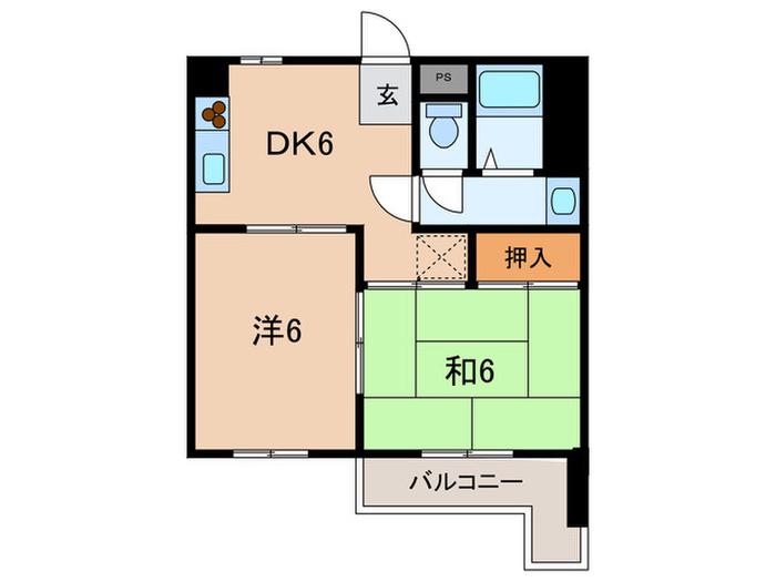 セルサス大道弐番館(2DK/3階)の間取り写真