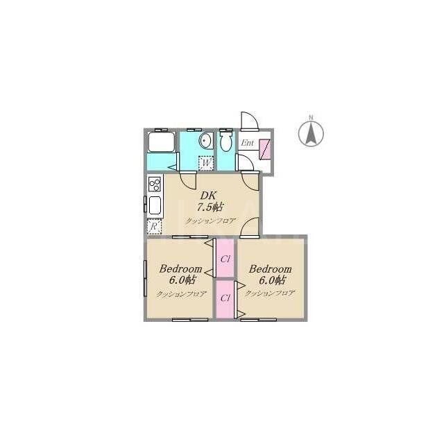 DOMICILE UN(2DK/1階)の間取り写真