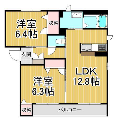 SHAMAISON RIVER(2LDK/2階)の間取り写真