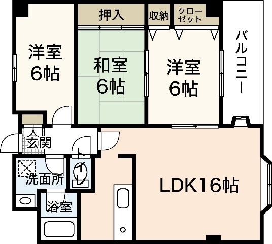 エクセル石井(3LDK/2階)の間取り写真