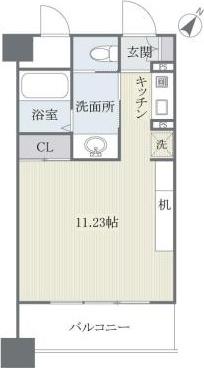 フェルト627(ワンルーム/11階)の間取り写真