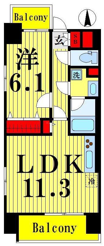 フューチャーホキマ(1LDK/10階)の間取り写真